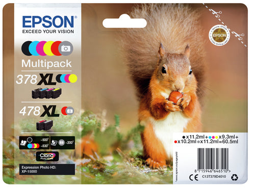 Epson Squirrel Multipack 6-colours 378XL / 478XL Claria Photo HD Ink Epson Squirrel Multipack 6-colours 378XL / 478XL Claria Photo HD Ink